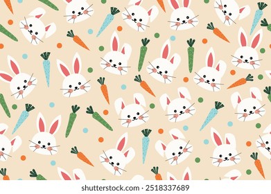 rabbit and carrot seamless pattern in vector