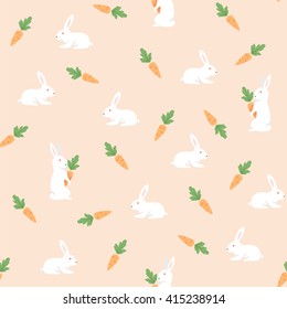 Rabbit and carrot seamless pattern. Vector illustration.