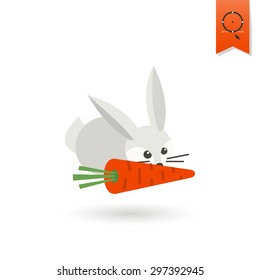 Rabbit and a Carrot. Single Flat Autumn Icon . Simple and Minimalistic Style. Vector