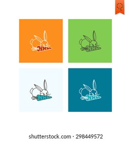 Rabbit and a Carrot. Single Flat Autumn Icon . Simple and Minimalistic Style. Vector