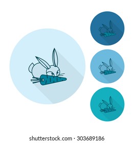 Rabbit and a Carrot. Single Flat Autumn Icon . Simple and Minimalistic Style. Vector