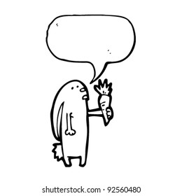 rabbit with carrot and speech bubble