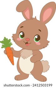 Rabbit with Carrot Vector Illustration
