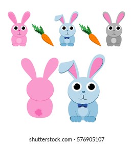 Rabbit with carrot vector illustration of a Easter card