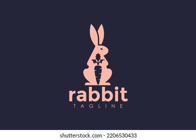Rabbit And Carrot Vector Logo Concept Design Vector Template