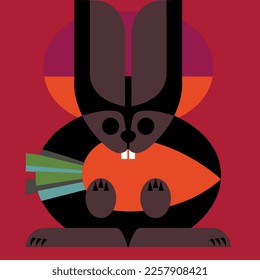 Rabbit with carrots  Illustration Vector 