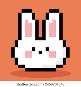 rabbit cartoon in 8 bit pixel art.