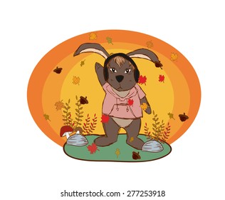 rabbit cartoon in autumn season