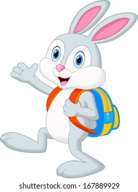 Rabbit cartoon with backpack