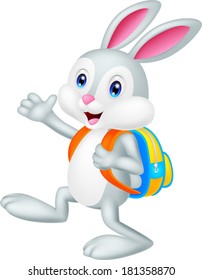Rabbit cartoon with backpack