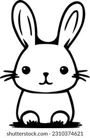 Rabbit cartoon black outlines vector illustration