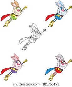 Rabbit Cartoon Character 14. Set Vector Collection