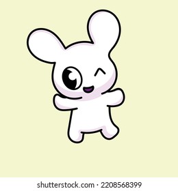 Rabbit Cartoon Character Mascot Flat Design Fur Animal Cute Animal Funny Animal Fun Animal Logo Design