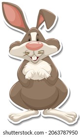Rabbit cartoon character on white background illustration