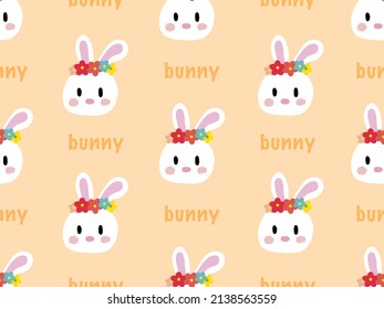 rabbit cartoon character seamless pattern on yellow background.