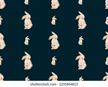 Rabbit cartoon character seamless pattern on blue background