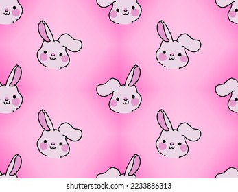 Personaje de caricatura de conejo patrón transparente en fondo rosa