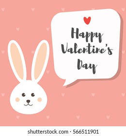 Rabbit cartoon character for Valentine's Day invitation card.