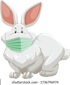 rabbit cartoon character wearing mask illustration