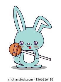 Rabbit cartoon design, Kawaii expression cute character funny and emoticon theme Vector illustration