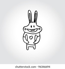 rabbit cartoon doodle for drawing, coloring and design