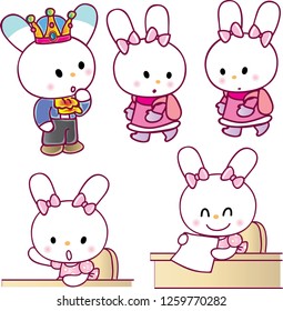 Rabbit cartoon drawing set