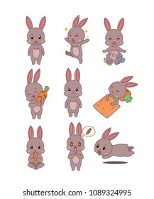 Rabbit Cartoon Emotion Set 2