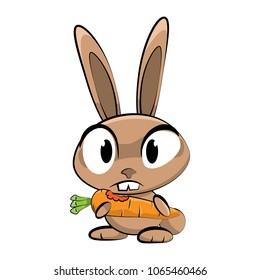 Rabbit cartoon with expressions.isolated on white background.Illustration vector