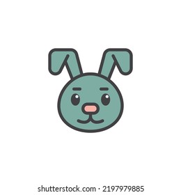 Rabbit cartoon face filled outline icon, line vector sign, linear colorful pictogram isolated on white. Symbol, logo illustration. Vector graphics
