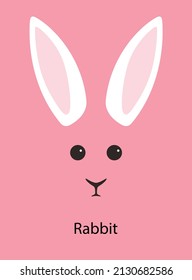 Rabbit cartoon face, flat animal face icon vector