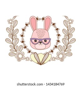 Rabbit cartoon with glasses design