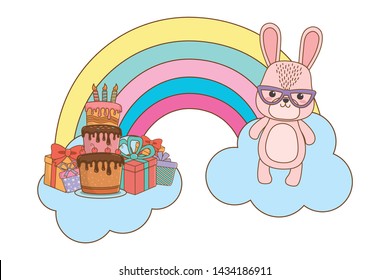 Rabbit cartoon with glasses design