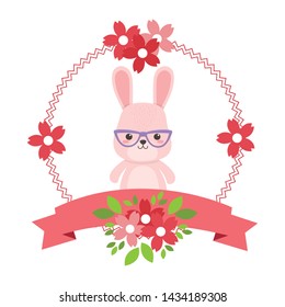 Rabbit cartoon with glasses design