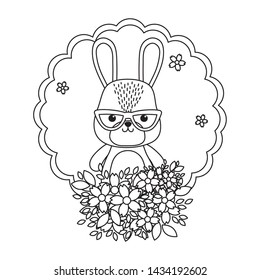 Rabbit cartoon with glasses design