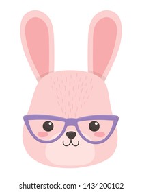 Rabbit cartoon with glasses design