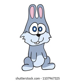 Rabbit cartoon hand drawn vector illustration.