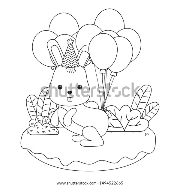 Rabbit Cartoon Happy Birthday Icon Design Stock Vector (Royalty Free ...