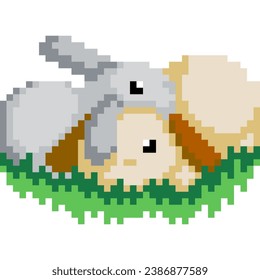 Kaninchen-Cartoon-Symbol im Pixelstil