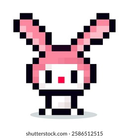 rabbit cartoon kawaii game character in pixel art