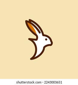 Rabbit Cartoon Logo Design Illustration