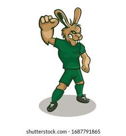 Rabbit cartoon mascot design with modern illustration concept style for sport team