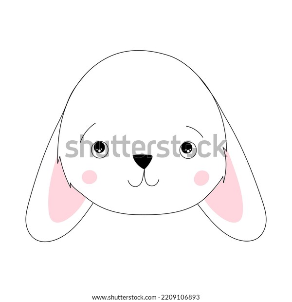 Rabbit Cartoon Portrait Sketch Outline Isolated Stock Vector (Royalty ...