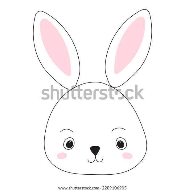 Rabbit Cartoon Portrait Sketch Outline Isolated Stock Vector (Royalty ...