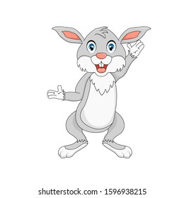 Rabbit cartoon presenting isolated on white background