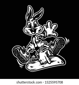 RABBIT CARTOON SKATEBOARD ON ROAD