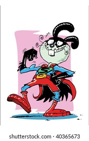 Superhéroe de caricatura de conejo