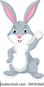 Rabbit cartoon waving hand