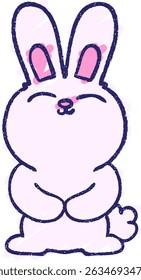 Rabbit Chalk Drawing in bright neon colors