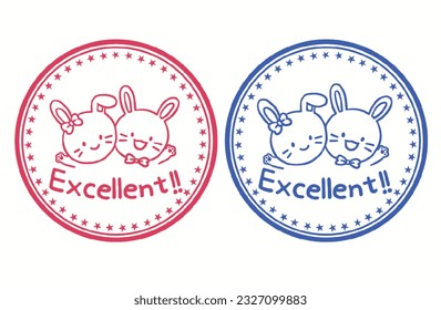 Rabbit character child praise stamp illustration