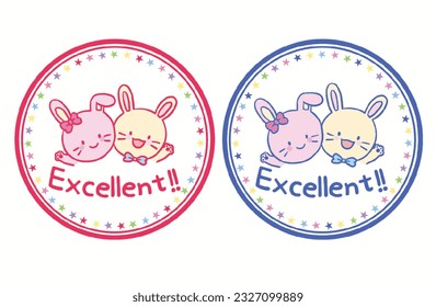 Rabbit character child praise stamp illustration